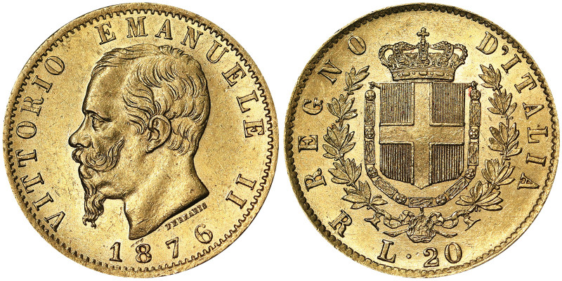 Italy, Kingdom of Italy, Vittorio Emanuele II (1861-1878), 20 Lire, 1876, Rome, ...