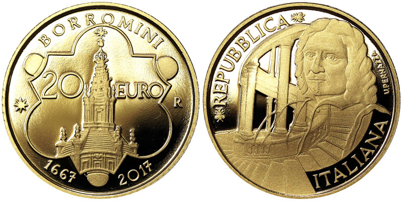Italy, Italian Republic (1946-oggi), 20 Euro, 2017, Rome, Francesco Borromini. M...
