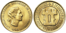 Luxembourg, Kingdom, Charlotte (1919-1964), 20 Francs, 1963, Brussels, Au. 6,45 g, X#M2b, UNC