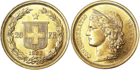 Switzerland, Swiss Confederation (1848-date), 20 Francs, 1886, Au. 6,45 g, Fr. 495, XF+