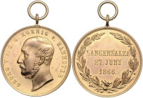 Deutsche Ausgaben bis 1945. 
Hannover. Langensalza-Medaille (1866), wohl Silber vergoldet, ohne Randinschrift, 21,07 g. OEK&nbsp;749/1. ohne Band. 
...
