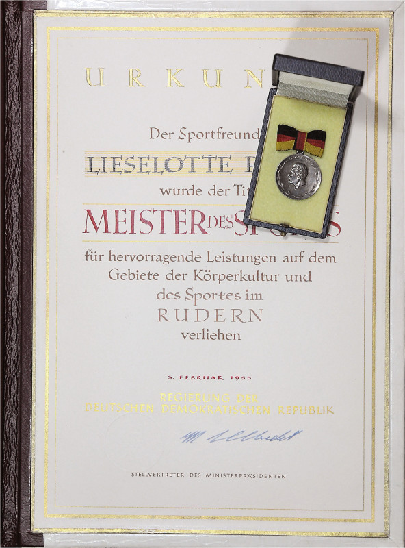 Ausgaben der DDR. 
Staatl. Auszeichnungen. 
Meister des Sports, Silber 900 (Pu...