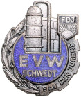 Ausgaben der DDR. 
FDJ. 
Abz. des Jugendobjektes "Bau der Jugend Erdölverarbeitungswerk Schwedt", Eisen silberfarb., emailliert. B.1.&nbsp;595. selt...