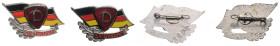 Ausgaben der DDR. 
Sportorganisationen. 
SV Dynamo. Zwei verschied. Ehrennadeln, 1. Form, durchbrochen, Inschrift rot, mit VNr. 545 (Zahlen 2 mm hoc...