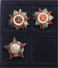 Ausländische Ausgaben. 
Russland. 
UdSSR. Drei verschiedene Orden: Orden des Vaterländischen Krieges 2. Klasse (2. Typ, zweiteilig, Verl.-Nr. "72305...