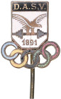 Ausgaben deutscher Organisationen, Firmen usw.. 
Deutscher Athletik-Sportverband (DASV). Olympia-Leistungsabzeichen, Buntmet. vergold., emaill., 15,5...