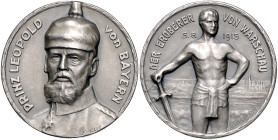 Deutsche Medaillen. 
Personenmedaillen. 
Bayern, Prinz Leopold v. (1846-1930). Silbermed. 1915, von F. Eue bei Ball, Berlin, auf den "Eroberer von W...