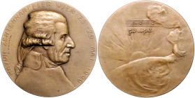 Deutsche Medaillen. 
Personenmedaillen. 
Haydn, Joseph (1732-1809). Bronzemed. 1909, v. Marschall, auf die Haydn-Zentennarfeier Wien, Brb. re./Wolke...