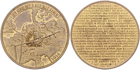 Deutsche Medaillen. 
Deutsches Reich. 
Vergold. Bronzemed. 1914, unsign., auf die Leistungen der deutschen Eisenbahnen bei der Mobilmachung, drei De...