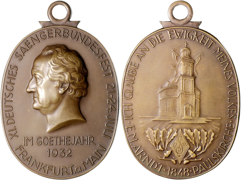 Deutsche Medaillen. 
Frankfurt a. M.. 
Bronzemed. mit Orig.-Öse 1932, von A. K...