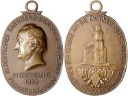 Deutsche Medaillen. 
Frankfurt a. M.. 
Bronzemed. mit Orig.-Öse 1932, von A. Kraumann, auf das XI. Deutsche Sängerbundfest im Goethejahr, Kopf li./P...