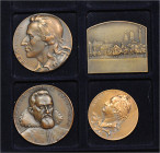 Deutsche Medaillen. 
Stuttgart. 
Eine Bro.-Plakette und drei Bro.-Med., alle v. Mayer & Wilhelm (1920-30er J.): Einseit. Ausz.-Plakette o.J., Stadta...
