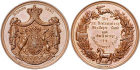 Medaillen auf Landwirtschaft, Gartenbau, Fischerei u. Bienen. 
Deutschland. Schwerin. Bronzemedaille 1861, v. Schilling/Kullrich bei Loos, auf die 22...