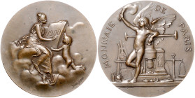 Medaillen auf Numismatik und Prägetechnik. 
Paris. Monnaie de Paris. Bronzemed. 1900, v. Daniel Dupuis, anlässl. der Weltausstellung in Paris, Frau a...