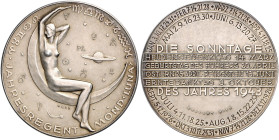 Medaillen auf Numismatik und Prägetechnik. 
Wien. Münzamt Wien. Silberne Jahresmed. 1943, v. Ferdinand F. J. Welz, nackte Luna auf Mondsichel ruhend,...