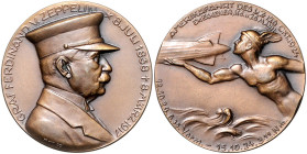Medaillen und Abzeichen auf Luft- u. Raumfahrt. 
Bronzemed. 1924, v. Mayer & Wilhelm, Stuttg., Amerikafahrt des LZ 126, Brb. des Grafen Zeppelin re./...