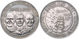 Medaillen und Abzeichen auf Luft- u. Raumfahrt. 
Silbermed. 1969, unsign. (Bayer. Hauptmünzamt), Apollo 12, die zweite Mondlandung, Brb. der drei Ast...