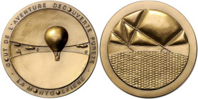 Medaillen und Abzeichen auf Luft- u. Raumfahrt. 
Bronzegussmed. o.J. (um 1980), v. Jean-Paul R\'e9ti, auf die Vorzüge des Ballonfahrens, Heißluftball...