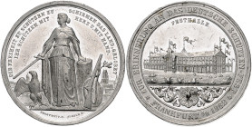 Schützenmedaillen. 
Deutsche Bundesschießen. Frankfurt a. M., 1862 (I.) Zinnmed. von Drentwett u. Sebald, Festhalle/Germania mit Schwert vor Baumstum...