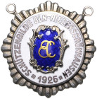 Schützenmedaillen. 
Berlin. Niederschönhausen. Einseit. Bijoux der Schützengilde 1925, Silber, emaill., mit aufgelegter, barockisierender, teilvergol...