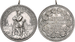 Schützenmedaillen. 
Bederkesa (Prov. Hannover). Versilb. Bronzemed. mit Orig-Henkel 1909, v. Lauer, 75-jähr. Bestehen des Schützenvereins, Schrift in...