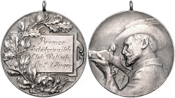 Schützenmedaillen. 
Bremen. Silbermed. mit Orig.-Henkel o.J. (vor 1933), von B. H. Mayer, Eichenzweig vor Schriftkartusche mit Gravur: Bremer Schütze...