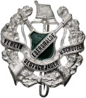 Schützenmedaillen. 
Eberswalde. Mitglieds- oder Ehrenabzeichen des Vereins Deutscher Jäger und Schützen Eberswalde o.J. (vor 1933), unsign., Buntmet....