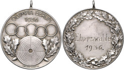 Schützenmedaillen. 
Eberswalde. Silbermed. mit Orig.-Henkel 1936, v. Oertel, Berlin, auf das Schießen anlässlich der Olymp. Spiele in Berlin, Olympis...