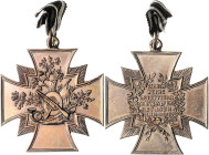 Schützenmedaillen. 
Stettin. Schützenkreuz mit Orig.-Henkel u. Bandring 1896, Buntmet. bronziert, unsign., Fahnenweihe des Stettiner Schützenvereins ...