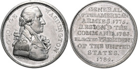 Ausländische Medaillen. 
Großbritannien. 
Zinnmedaille o.J. (um 1795), v. Charles Twigg, auf George Washington, erster Präsident der Vereinigten Sta...