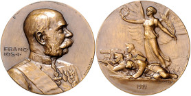Ausländische Medaillen. 
Österreich. 
Franz Joseph I. 1848-1916. Bronzemed. 1914, von R. Neuberger/A. Hartig, auf den Beginn des 1. Weltkrieges, Brb...