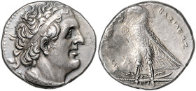 Münzen der griechischen Welt. 
Aegyptos. 
Ptolemaios II. Philadelphos, 285-246 vdZ. Tetradrachme, 13,92 g, Mzst. Sidon (ca. 266-265 vdZ), diad. Bü. ...
