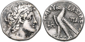 Münzen der griechischen Welt. 
Aegyptos. 
Ptolemaios IX., 116-106 u. 88-80 vdZ. Tetradrachme, 13,53 g, erste Reg.-Zeit, Mzst. Alexandria, Jahr 8, be...