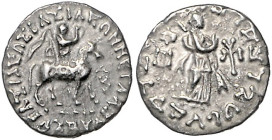 Münzen der griechischen Welt. 
Indo-Skythen. 
Azes II., ca. 58-12 vdZ. AR-Drachme, Taxila, 1,82 g, Azes zu Pferde n. re. mit Peitsche, davor Buchsta...