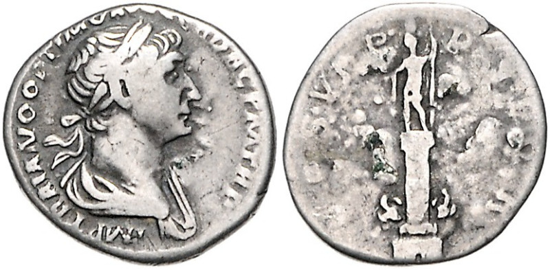 Römische Münzen. 
Kaiserzeit. 
Trajan 98-117. Denar, 3,18 g, belorb., drap. Bü...