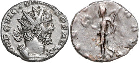 Römische Münzen. 
Kaiserzeit. 
Victorinus, 268-270. Antoninian, 3,18 g, Colonia/Köln i. J. 270, drap. u. gepanz. Bü. re. mit Strahlenkrone/Viktoria ...