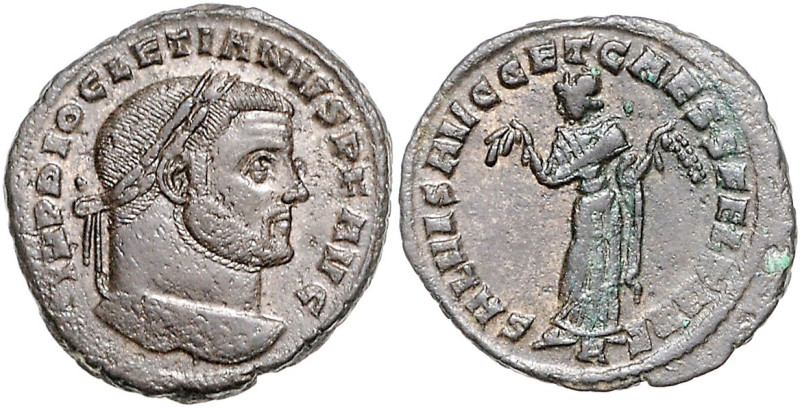 Römische Münzen. 
Kaiserzeit. 
Diocletian 284-305. Follis, Karthago, 8,69 g, b...