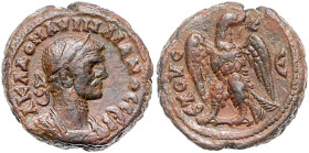 Römische Münzen. 
Kolonien und Provinzen. 
Aegyptus/Alexandria, Aurelian, 270-275. Billon-Tetradrachme, Jahr 5 (273/274), 9,92 g, belorb. u. gepanz....