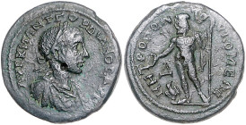Römische Münzen. 
Kolonien und Provinzen. 
Moesia inf./Tomis, Gordian III., 235-238. AE 26 (4 Assaria), 11,86 g, belorb., drap. u. gepanz. Bü. re./Z...