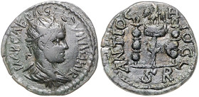 Römische Münzen. 
Kolonien und Provinzen. 
Pisidia/Antiochia, Valerian I., 253-260. AE 22 (Dupondius), Antiochia, 4,44 g, drap. u. gepanz. Bü. re. m...