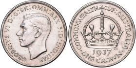 Australien. 
Georg VI. 1936-1952. 1 Crown 1937, Silber. KM&nbsp;34, Schön&nbsp;28. . 

f. vz/vz