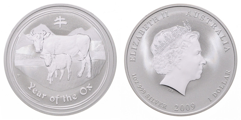 Australien. 
Elisabeth II. 1952-2022. 1 Dollar 2009, Silber (1 oz fein), Lunar ...