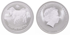 Australien. 
Elisabeth II. 1952-2022. 1 Dollar 2009, Silber (1 oz fein), Lunar II, Jahr des Ochsen. in Kapsel. 

Stgl (BU)