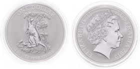 Australien. 
Elisabeth II. 1952-2022. 1 Dollar 2015, Silber (1 oz fein), Känguruh. KM&nbsp;UC&nbsp;241. in Kapsel. 

Stgl (BU)