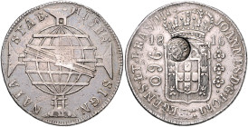 Azoren. 
Joao, Prinzregent von Portugal 1799-1816. 960 Reis 1816, Silber (Überprägung auf spanischem 8-Reales-Stück), mit Gegenstempel entspr. Dekret...