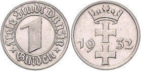 Danzig, Freie Stadt. 
1 Gulden 1932, Nickel. Jaeger&nbsp;D&nbsp;15. . 

f. vz