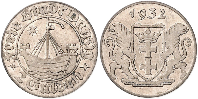 Danzig, Freie Stadt. 
2 Gulden 1932, Silber. Jaeger&nbsp;D&nbsp;16. . 

winz....