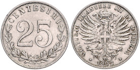 Italien. 
Sammlungen, Lots. Kleinmünzen-Typensammlung von 42 Stück (enthalten 4x Silber), von 1861 bis 1985, dabei mehrere bessere Stücke, u.a. 25 Ce...