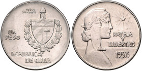 Kuba. 
1 Peso 1938, Silber. Schön&nbsp;16, KM&nbsp;22. . 

vz-stfr
