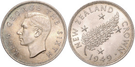 Neuseeland. 
George VI. 1936-1952. 1 Crown 1949, Silber, auf den geplanten Besuch des Königs in Neuseeland. Schön&nbsp;22, KM&nbsp;22. . 

stfr